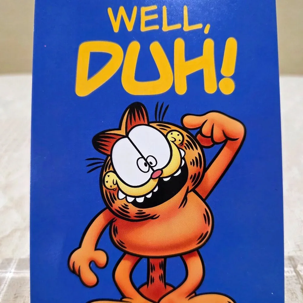 Vintage Garfield Comic Cat Jim Davis WELL, DUH! Quirky Fun Cute Postcard Unused
